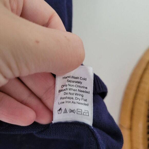 Coldwater Creek Silk/Cotton Navy Blue Sweater M 10-12 Short Sleeve - Picture 3 of 8